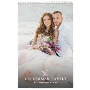Calendário Recém-casados Foto de Casamento Moderna e Elegante