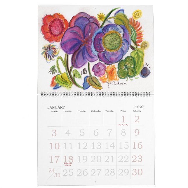 Calendário Red Dahlia Calendar (Jan 2027)