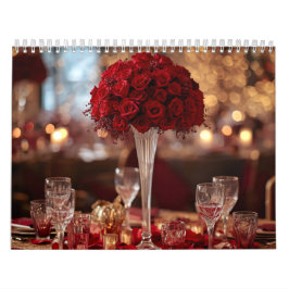 Calendário Red Rose Valentine Romantic Wall Desk  