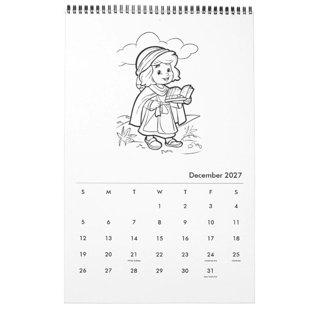 Calendário Religioso para Crianças Bonitas (Dez 2027)