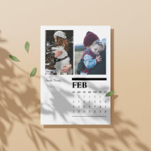 Calendário Retrato Preto e Branco 2026 - fevereiro