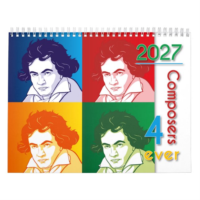 Calendário Retratos de Compositores Clássicos, Estilo Cartoon (Capa)