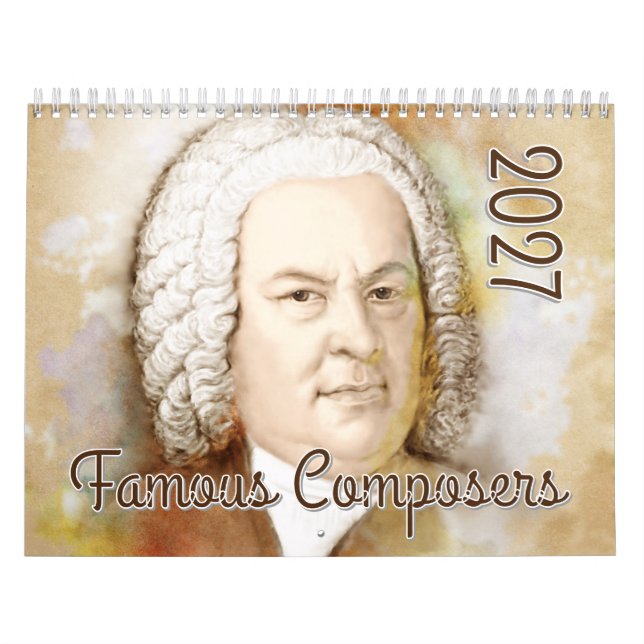 Calendário Retratos de Compositores em Estilo Aquarela, 2026 (Capa)