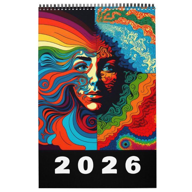 Calendário Retro 60 Psicodélico Art 2026 (Capa)