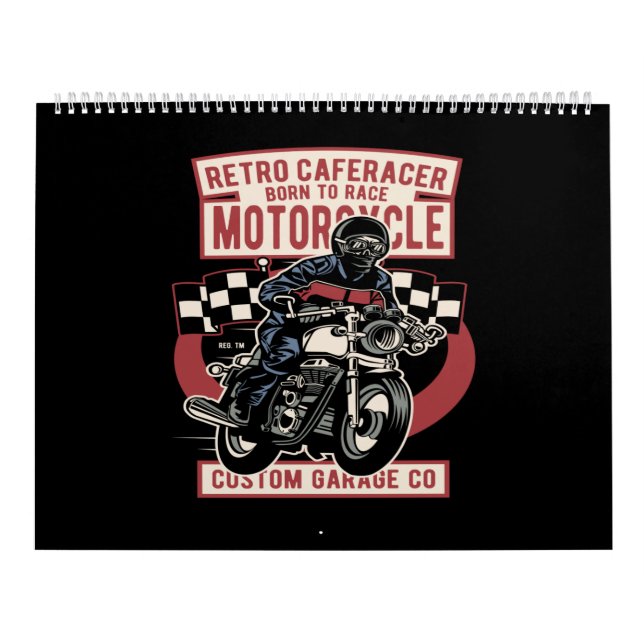 Calendário retro cafe racer nascer para motocicleta de corrid (Capa)