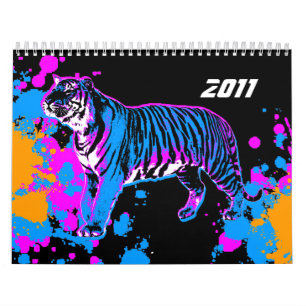 Calendário retro do estilo 2011 do tigre 80s de