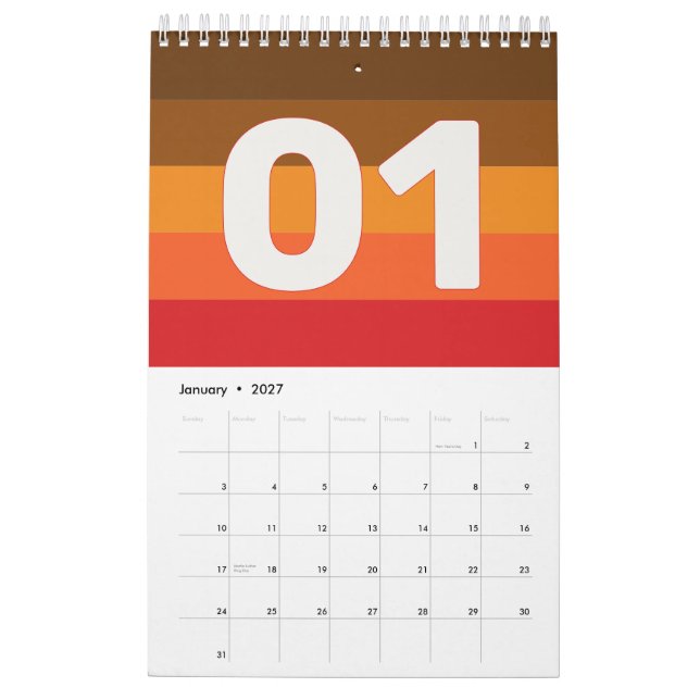 Calendário Retro Vintage Stripes 2026 (Jan 2027)