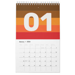 Calendário Retro Vintage Stripes 2026