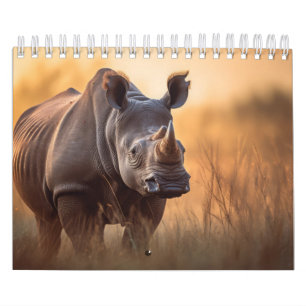 Calendário Rinoceronte na natureza