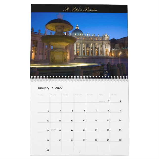 Calendário romântico de Roma 2010 (Jan 2027)