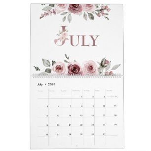 Calendário Rosa Elegante Poeirenta Rosa 2026
