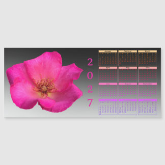 Calendário Rosa Pêssego 2027 - Cartão Magnético Fl