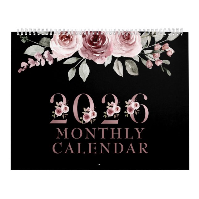 Calendário Rosa Rosa Elegante 2026 (Capa)