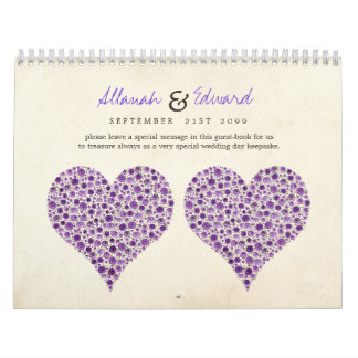 Calendário Rosas de Purple Heart que Wedding o livro do sinal