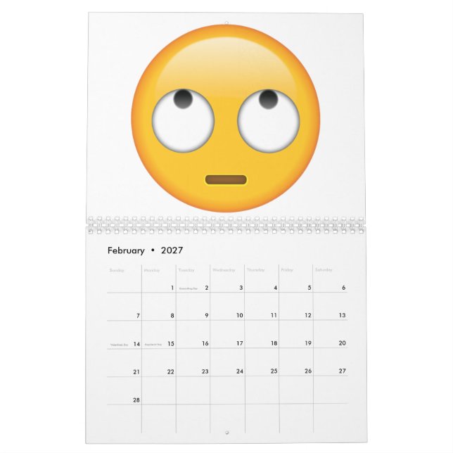 Calendário Rosto Com Olhos Rolantes - Emoji (Fev 2027)