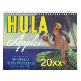 Calendário Rótulos de Anúncios de Frutas e Legumes em Caixas
