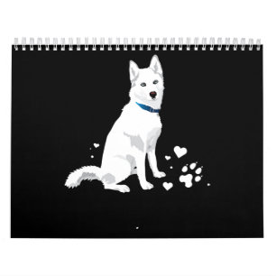 Calendário Rouco Siberian Husky Sweet White Snow Dog
