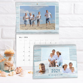 Calendário Rustic Beach Wood Family Photos 2024