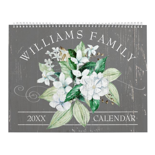 Calendário Rustic White Magnolia Floral Custom 2023 Foto (Capa)
