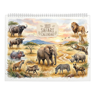 Calendário Safari Otimizado para Duas Páginas 2027