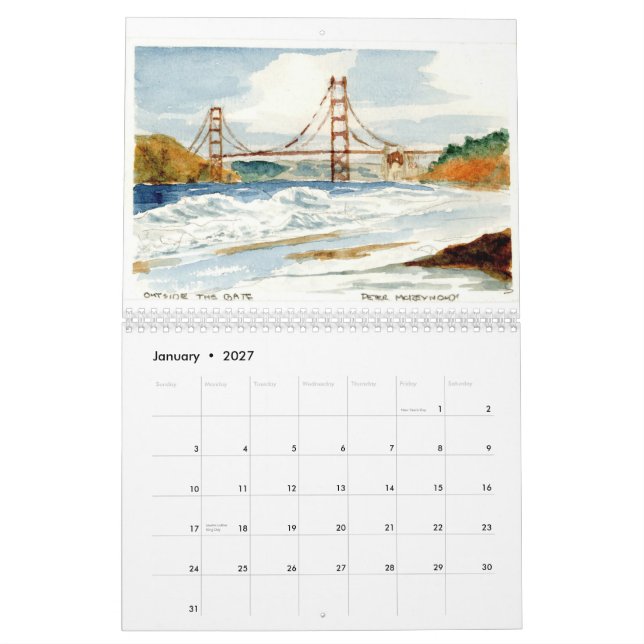 Calendário San Francisco e o Golden Gate (Jan 2027)
