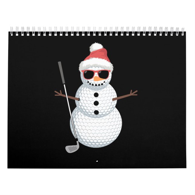 Calendário Santa Snowman Golf Ball Christmas Golfer Gift  (Capa)