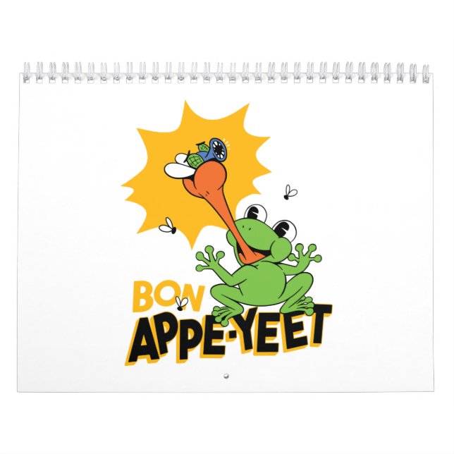 Calendário Sapo Engraçado Pegando Cartoon de Voo Clássico  (Capa)
