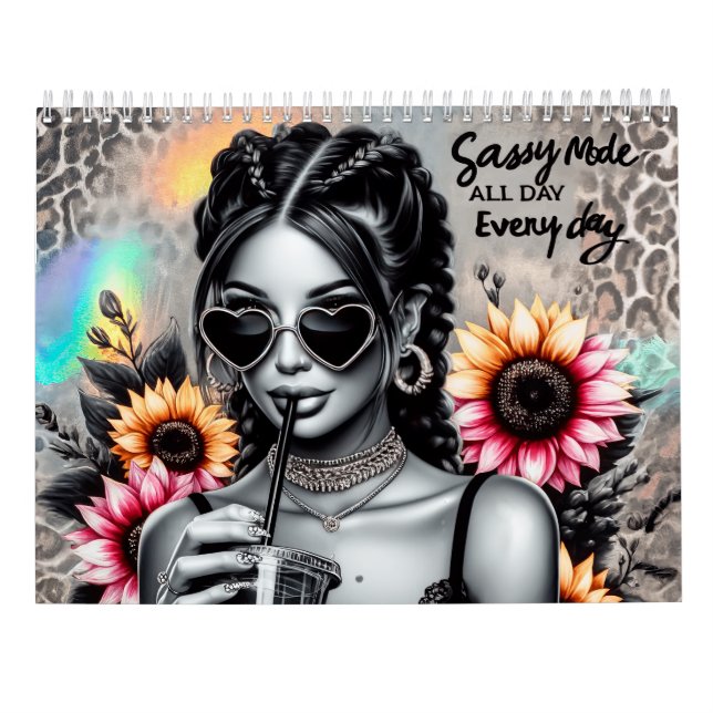 Calendário Sassy smart mouth, mulheres sarcásticas sarcasmo d (Verso)