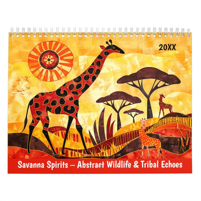 Calendário Savanna Spirits – Abstract Wildlife & Tribal Echoe (Capa)