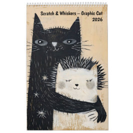 Calendário Scratch & Whiskers – Graphic Cat Calendar 2026