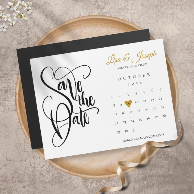 Calendário Script Coração Dourado Casamento Salvar (Criador carregado)