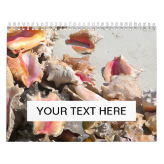 Calendário Seashells nos turcos da praia | e na foto de