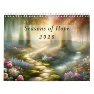 Calendário Seasons of Hope 2026 Inspirational Floral Wall
