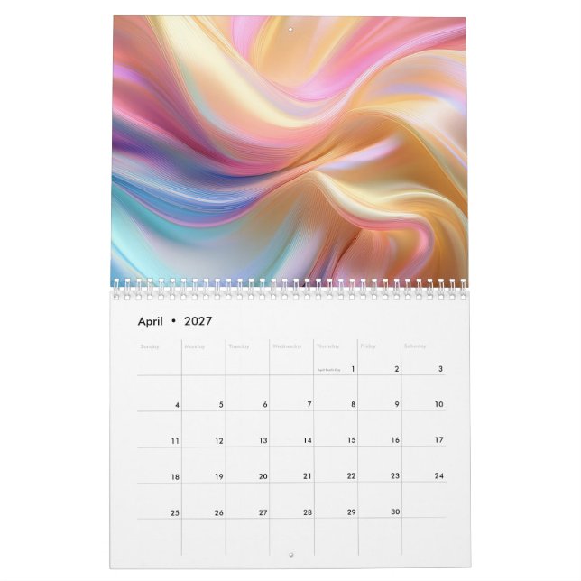 Calendário Seda Pastel Colorida (Abr 2027)