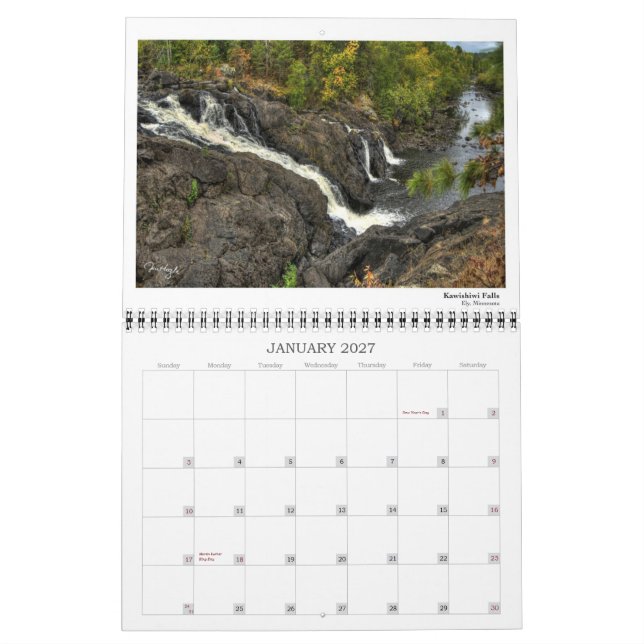 Calendário selvagem e rural de Minnesota (Jan 2027)