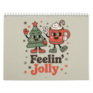 Calendário Sentimento Natalino Retrô Alegre Férias Vintage