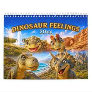Calendário Sentimentos de Dinossauro: Dino fofo e colorido pa