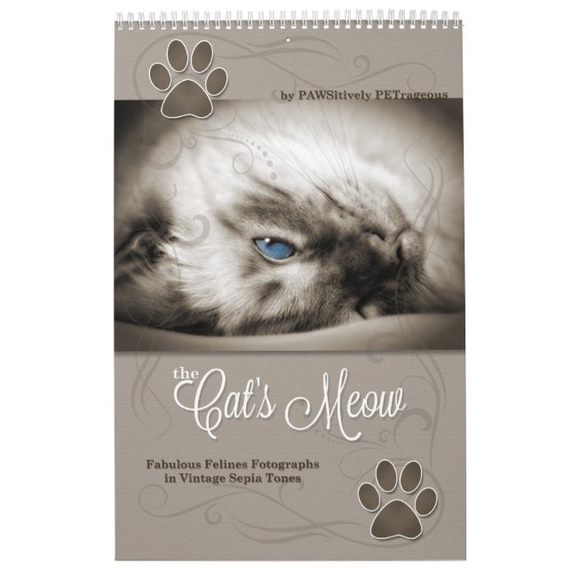 Calendário Sepia Kitty Cats para Pet Lover 12 Meses (Capa)