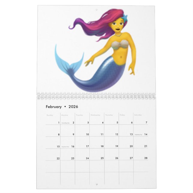 Calendário Sereia - Emoji (Fev 2026)