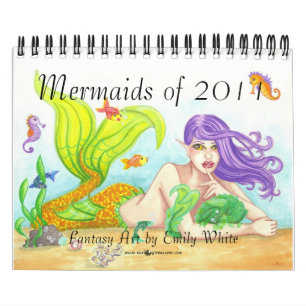 Calendário Sereias de 2011 ilustração de fantasia calendár