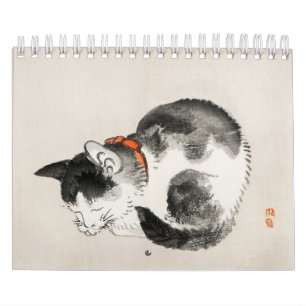 Calendário Serene Slumber: Gato adormecido de Kōno Bairei