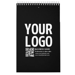 Calendário Seu logotipo c/ código QR editável e texto