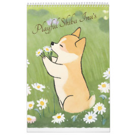 Calendário Shiba Inu Gerado por Aquarela de Leitura