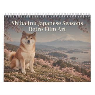 Calendário Shiba Inu Japanese Seasons Retro Film Art