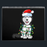 Calendário Siberian Husky Christmas Santa Hat Xmas Lights Dog<br><div class="desc">Siberian Husky Christmas Santa Hat Xmas Lights Dog</div>