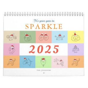 Calendário Signos do Zodíaco Fofos e Citações Positivas 2025