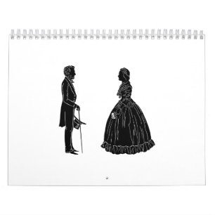 Calendário silhueta de abraham lincoln mary todd lincoln