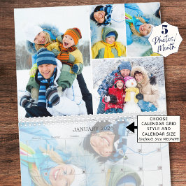 Calendário Simple Photo Collage 5 Per Month Custom