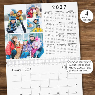 Calendário Simples 4 Fotos Por Mês 2027 Visão Geral do Ano