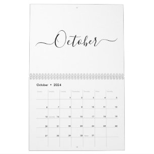 Calendário Simples, branco e preto, script personalizado no m